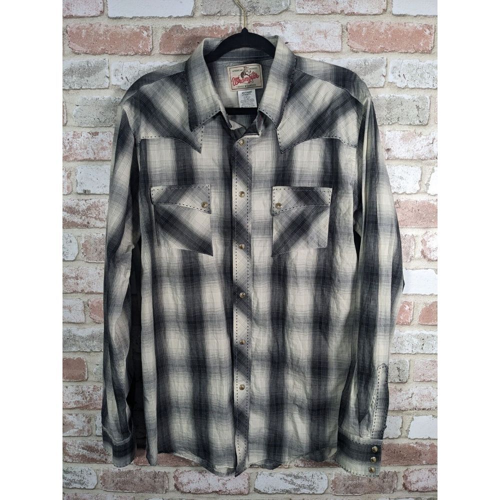 Wrangler Men's Long Sleeve Metal Snap Shirt‎ Large